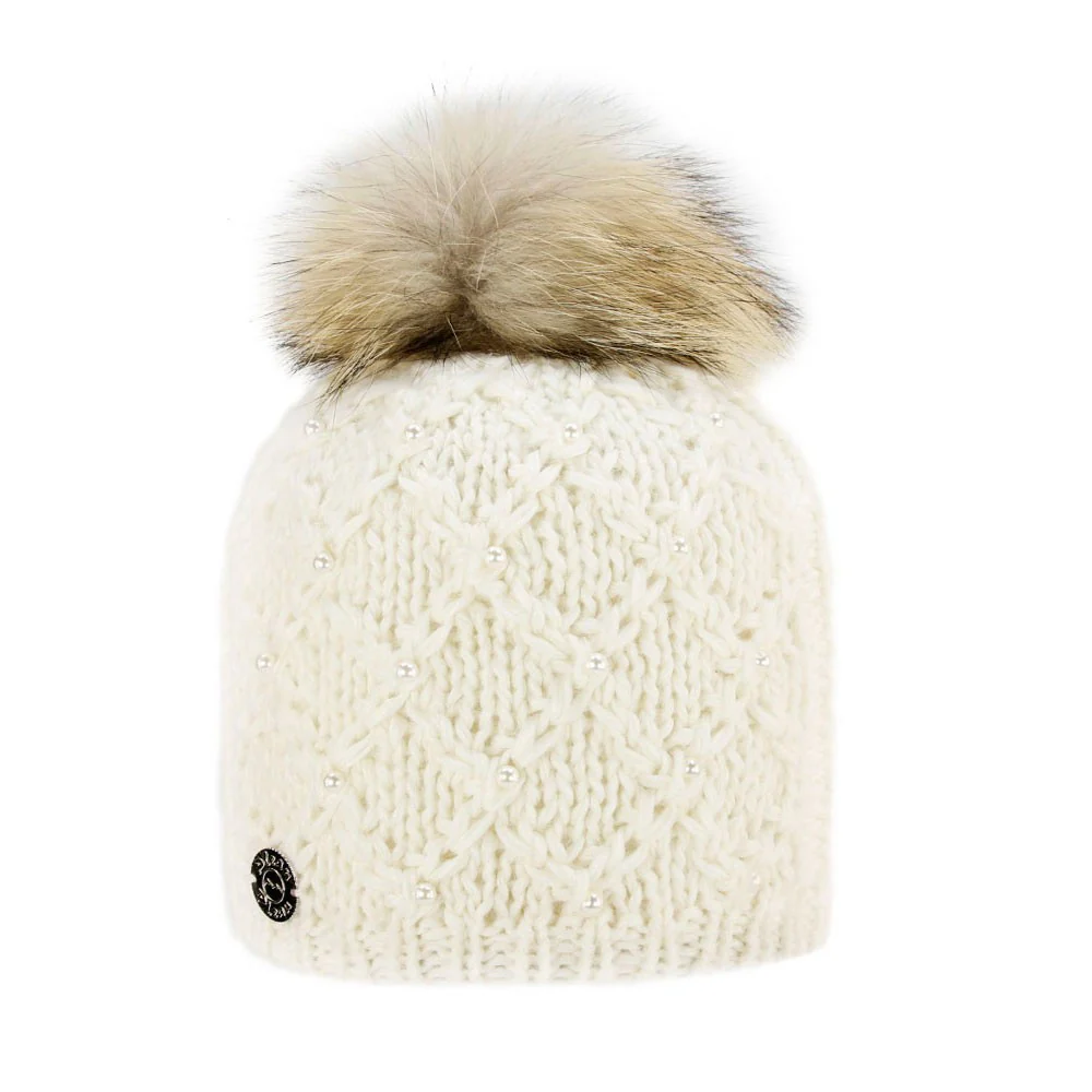 Tuque Pleau avec perles et pompon raton (femmes) - Image 3